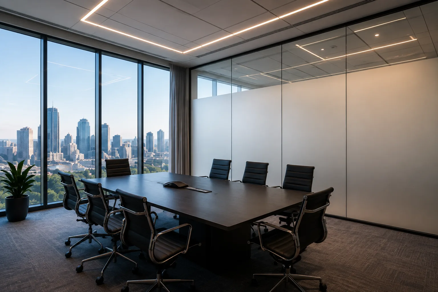 Executive conference room with private smart glass